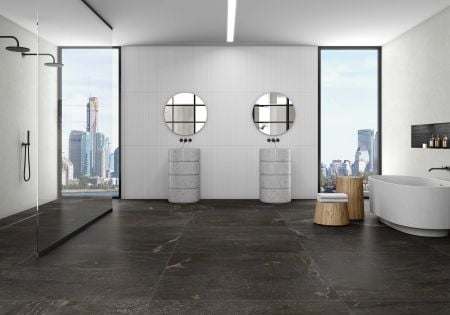 Tau Ceramica Mainstone Black 75x150 Boden-/Wandfliese Matt