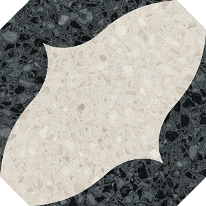 Vives Niza Octógono Cerbere Negro 20x20 Wand- und Bodenfliese Matt