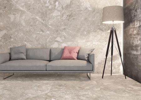 TAU Ceramica Belcastel Wand-/und Bodenfliese Silber 60x120 matt