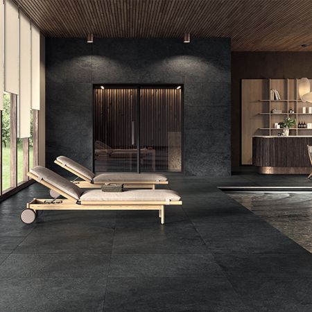 Castelvetro Pietra Antica Black 100x100 Wand- und Bodenfliese Matt can-02CPA10R7