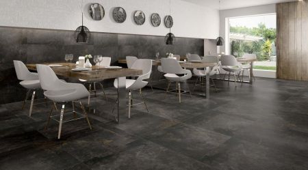 Metropol Covent Black 37x75 Wand- und Bodenfliese Matt