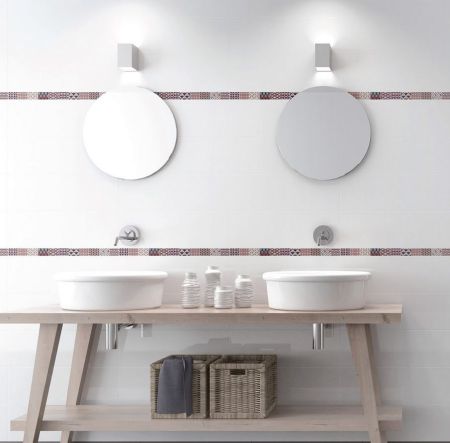 Tau Ceramica Sun white  Wandfliese 25x75 glänzend